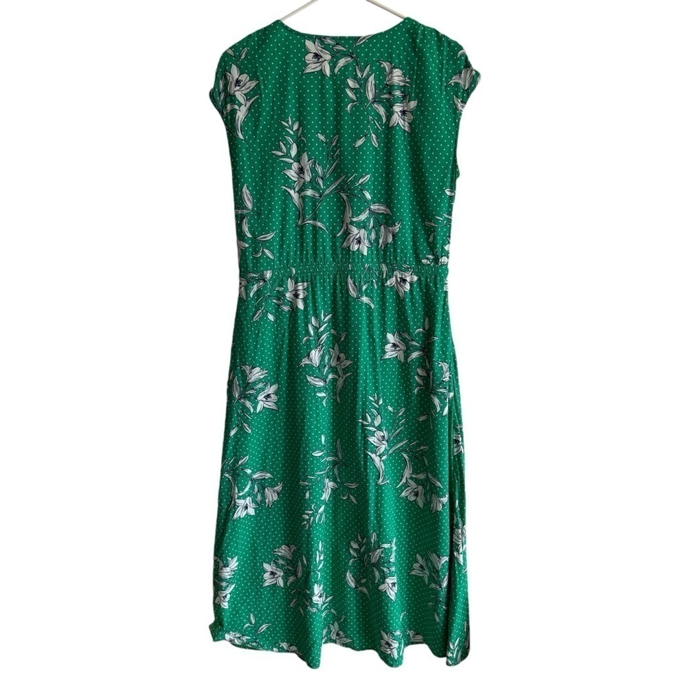 Draper James Green Floral & Polka Dotted Button Front Midi Dress, Size S - Picture 6 of 9
